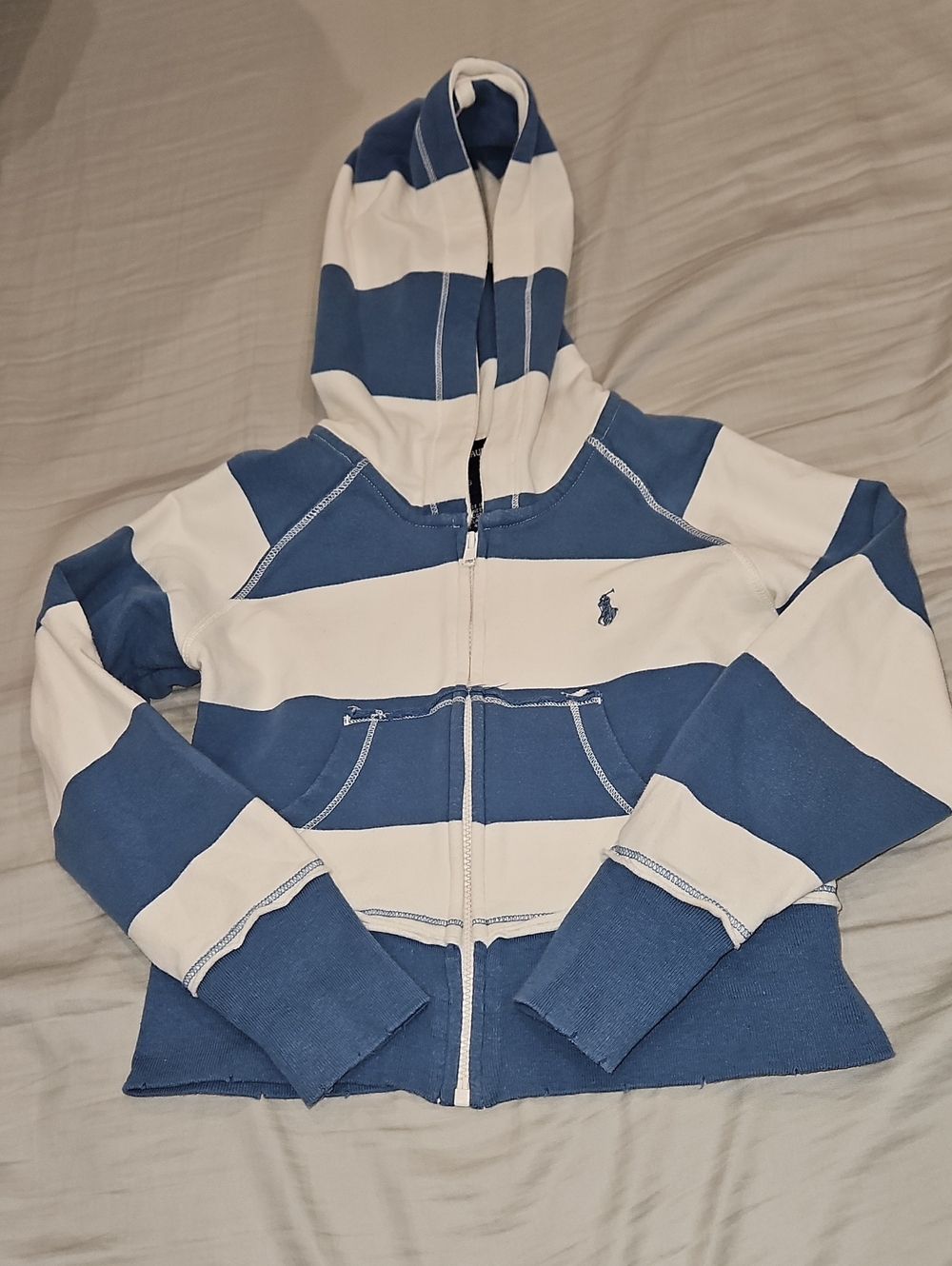 Ralph Lauren Kids Navy & White Striped Zip Hoodie